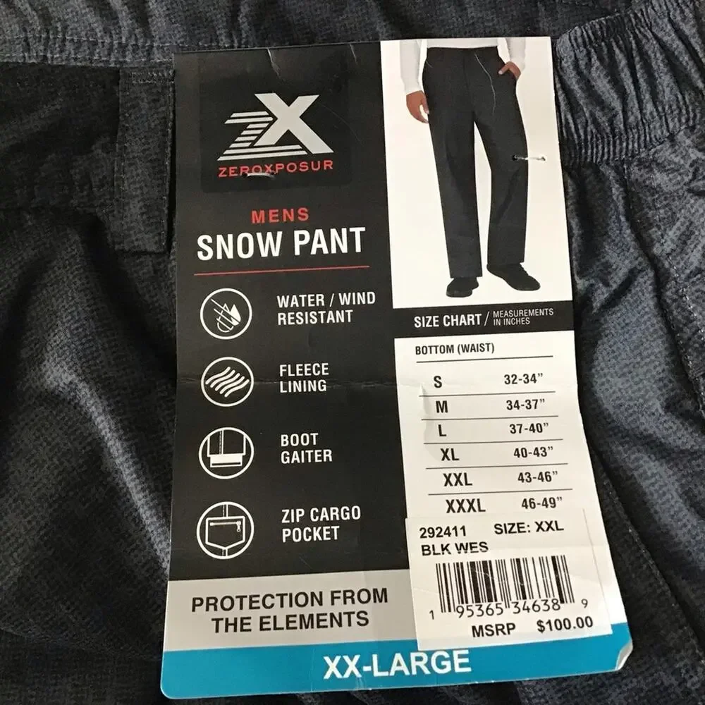 NWT ZeroXposur Black Men's Snow Pant XXL